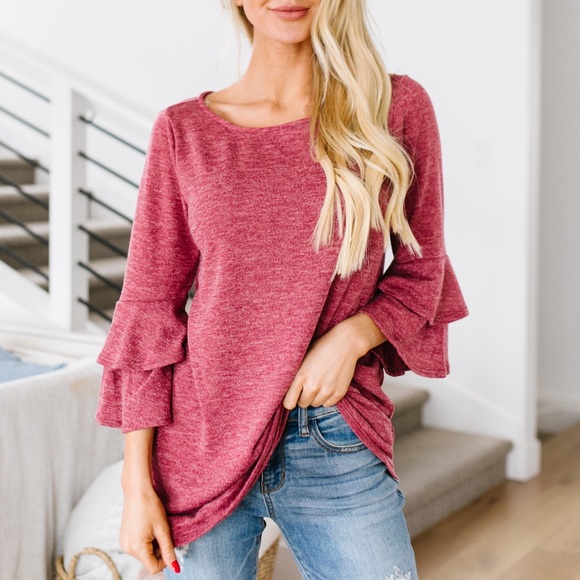 Back Up Ruffle Sleeve Blouse - Picture 2 of 8